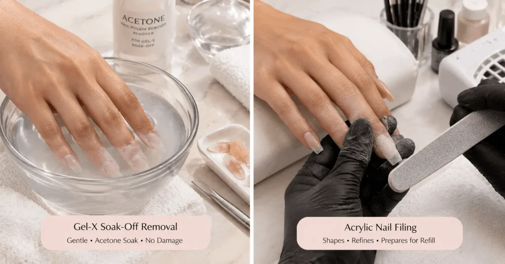 Comparison of Gel-X soak-off removal versus acrylic nail filing